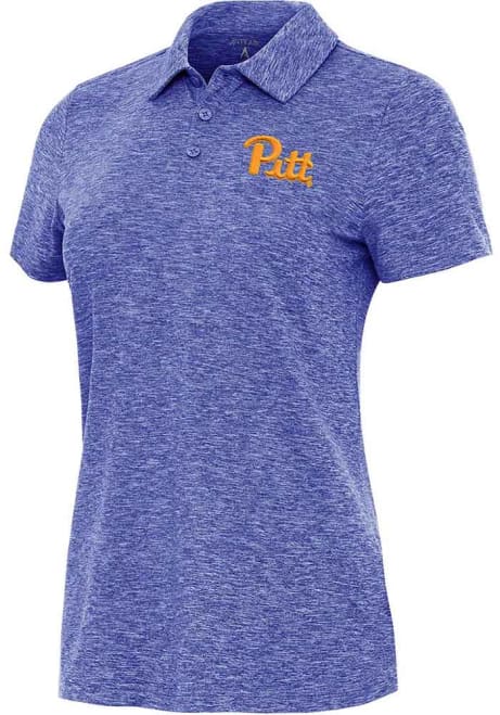 Womens Pitt Panthers Blue Antigua Matter Short Sleeve Polo Shirt