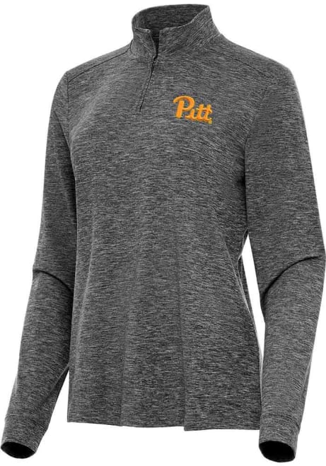 Womens Pitt Panthers Black Antigua Mentor Qtr Zip Pullover