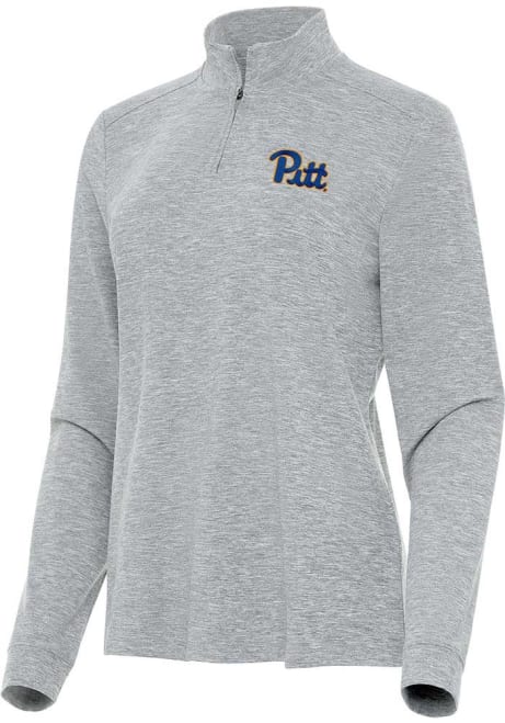 Womens Pitt Panthers Grey Antigua Mentor Qtr Zip Pullover