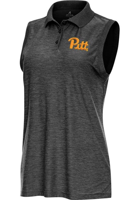 Womens Pitt Panthers Black Antigua Recap Polo Shirt