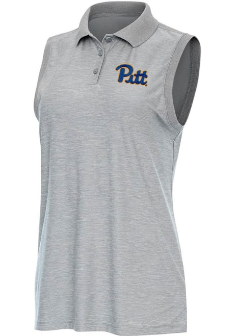 Womens Pitt Panthers Grey Antigua Recap Polo Shirt