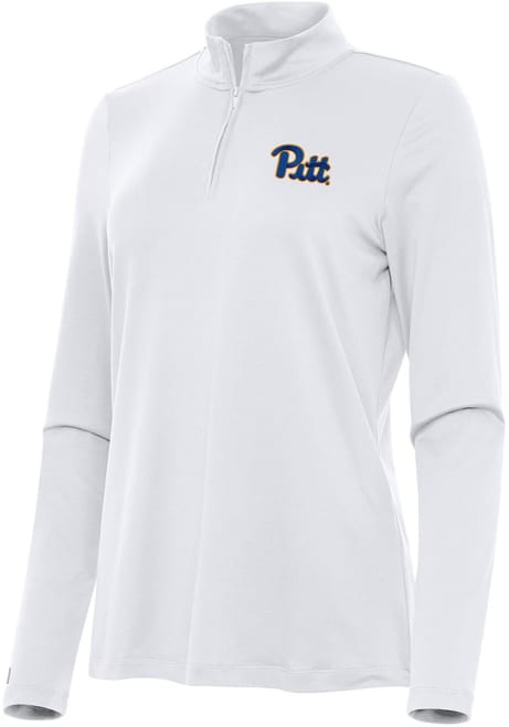 Womens Pitt Panthers White Antigua Reprocess Recycled Qtr Zip