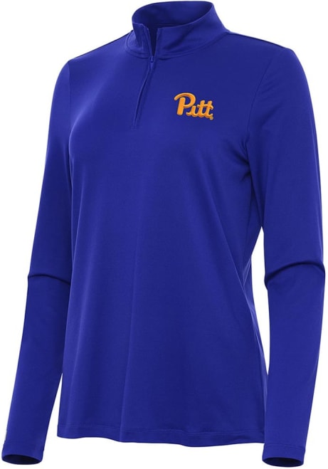 Womens Pitt Panthers Blue Antigua Reprocess Recycled Qtr Zip