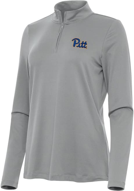 Womens Pitt Panthers Grey Antigua Reprocess Recycled Qtr Zip