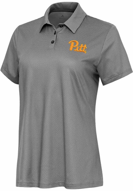 Womens Pitt Panthers White Antigua Rings Short Sleeve Polo Shirt