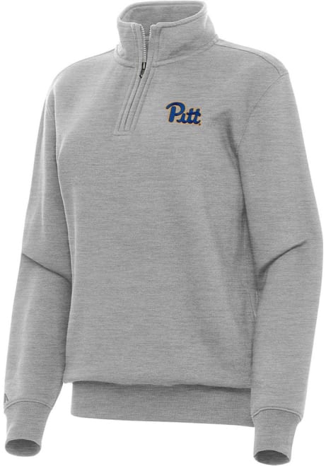 Womens Pitt Panthers Grey Antigua Victory Qtr Zip