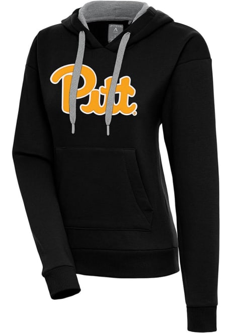 Womens Pitt Panthers  Antigua Full Front Victory Hooded Sweatshirt