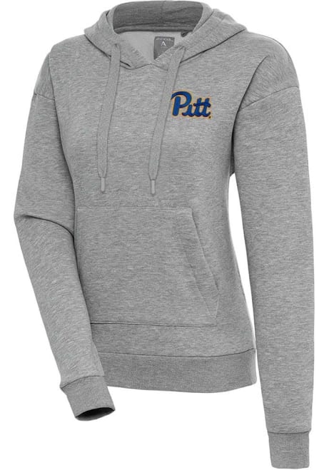 Womens Pitt Panthers Grey Antigua Victory Hooded Sweatshirt