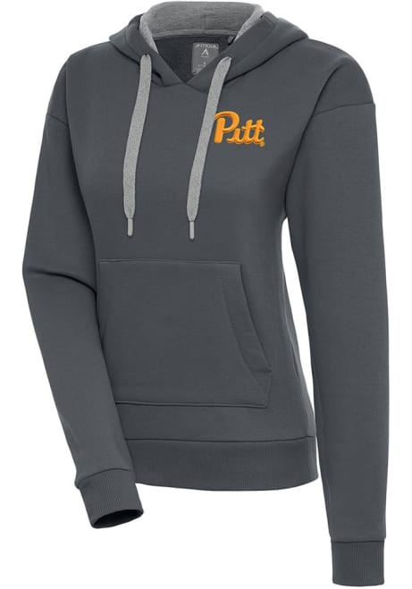 Womens Pitt Panthers Charcoal Antigua Victory Hooded Sweatshirt