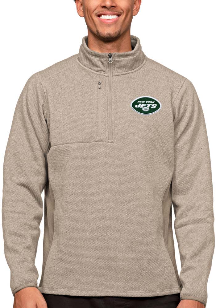 Antigua New York Jets Mens OATMEAL Course Pullover - 133003970