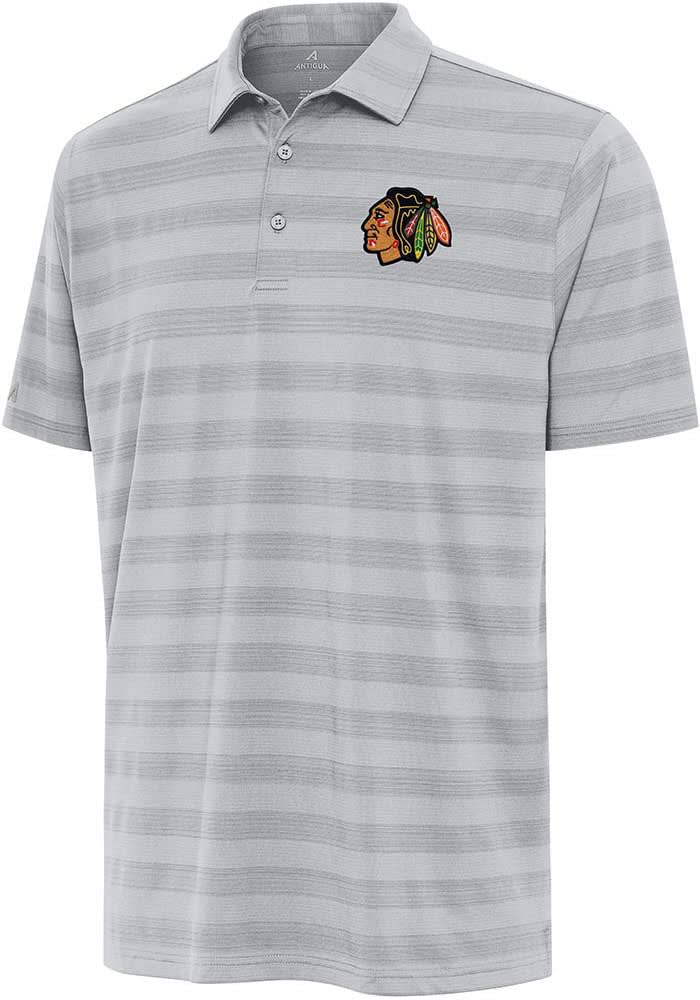 Antigua Chicago Blackhawks Grey Tunnel Big and Tall Polo