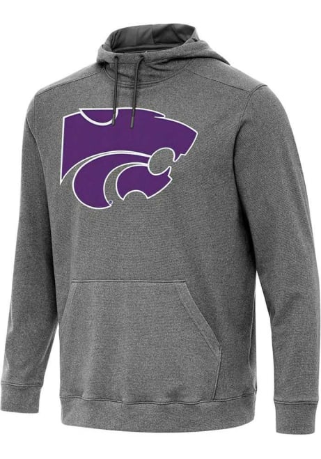 Mens K-State Wildcats Black Antigua Full Front Cloud Hooded Sweatshirt