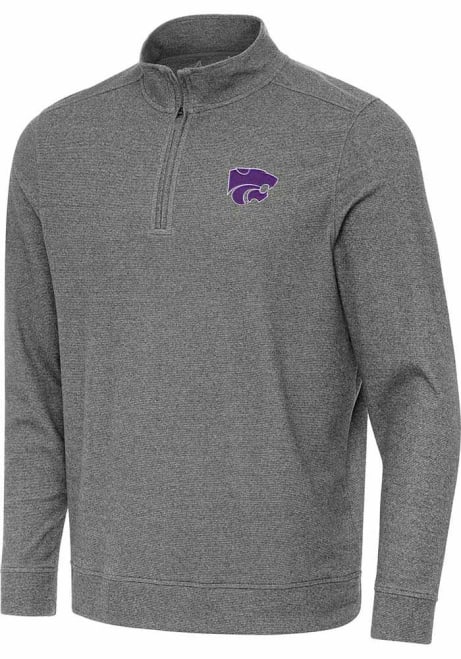 Mens K-State Wildcats Black Antigua Subtle Qtr Zip Pullover