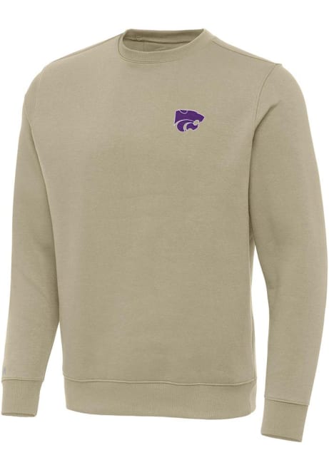 Mens K-State Wildcats Khaki Antigua Victory Crew Sweatshirt