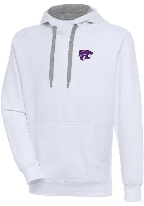 Mens K-State Wildcats White Antigua Victory Hooded Sweatshirt