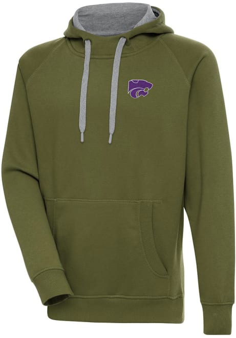 Mens K-State Wildcats Olive Antigua Victory Hooded Sweatshirt