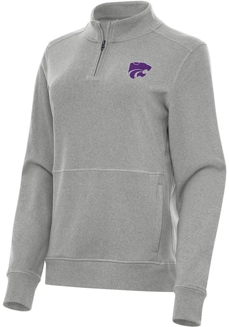 Womens K-State Wildcats Grey Antigua Crush Qtr Zip