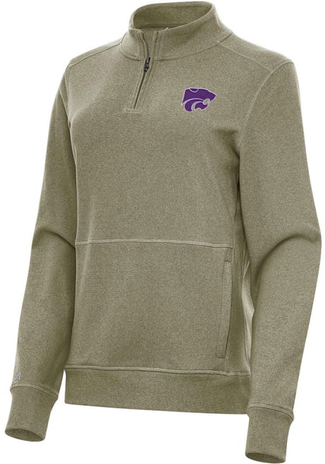 Womens K-State Wildcats Olive Antigua Crush Qtr Zip