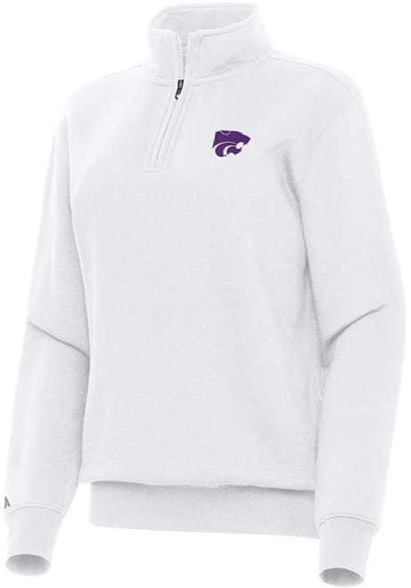 Womens K-State Wildcats White Antigua Victory Qtr Zip