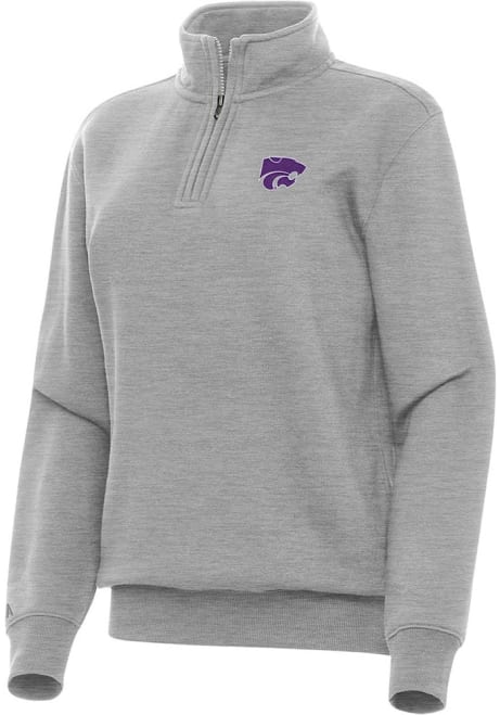 Womens K-State Wildcats Grey Antigua Victory Qtr Zip