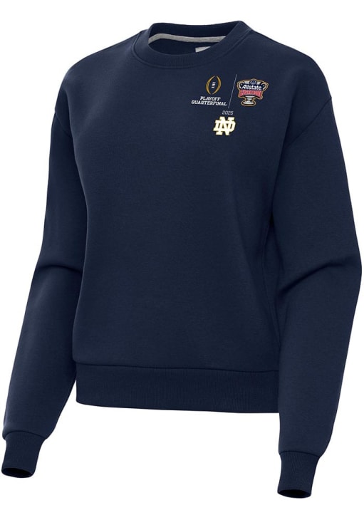 Notre Dame Fighting Irish Antigua Crew Sweatshirt Womens NAVY 2024 CFP