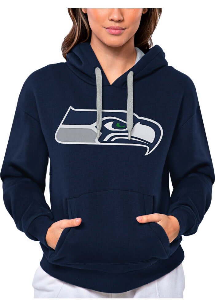 Antigua Seattle Seahawks Womens Full Front Victory Hoodie - NAVY