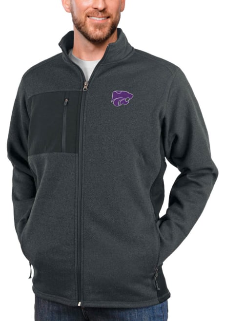 Mens K-State Wildcats Charcoal Antigua Course Medium Weight Jacket