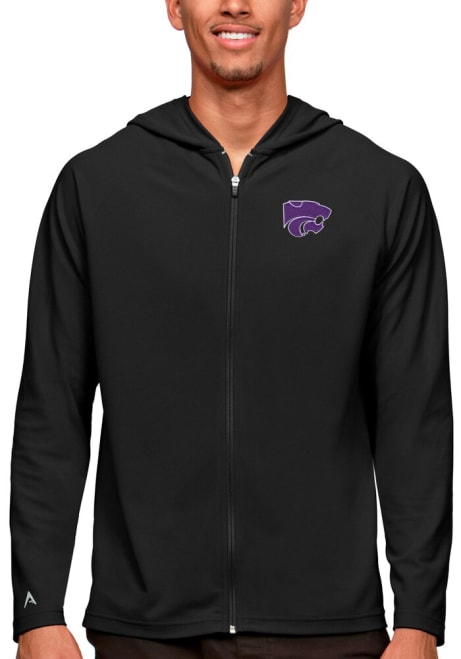 Mens K-State Wildcats Black Antigua Legacy Long Sleeve Full Zip Jacket