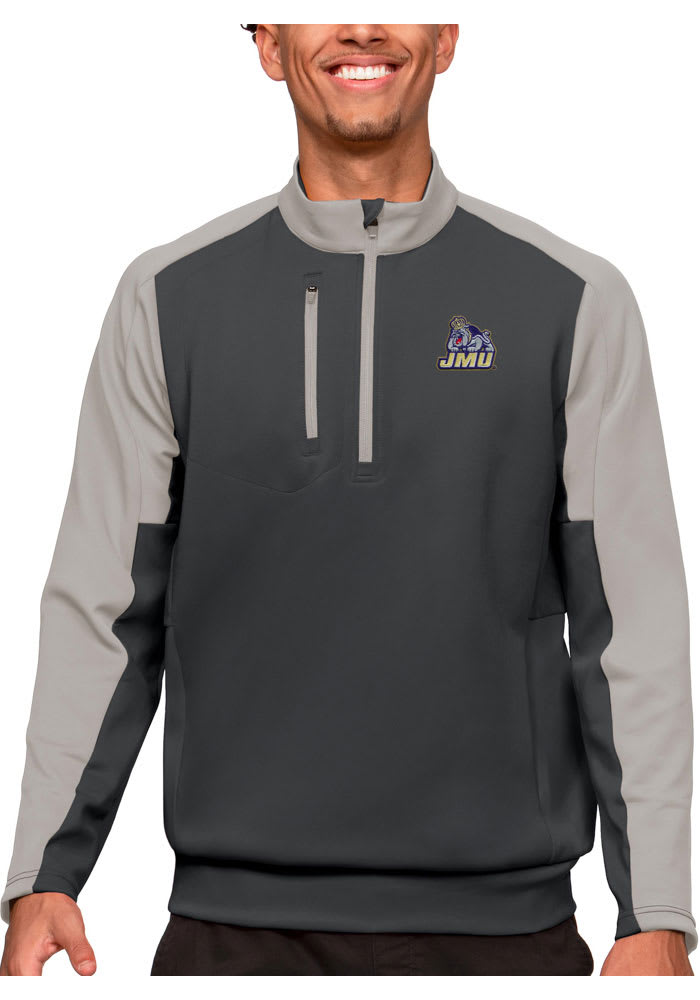 Antigua James Madison Dukes Mens Team Pullover - GREY