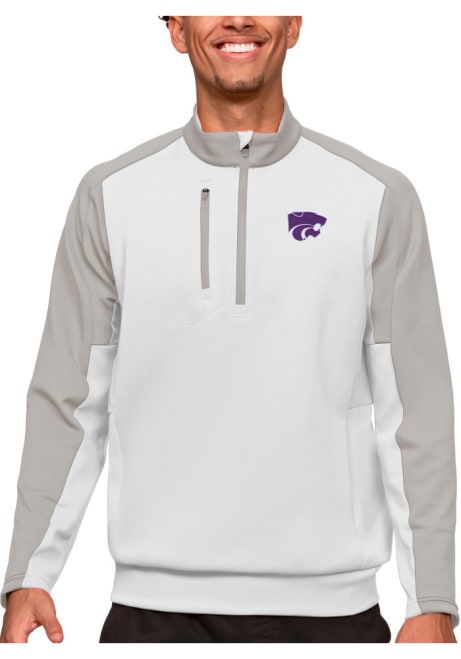 Mens K-State Wildcats White Antigua Team 1/4 Zip Pullover