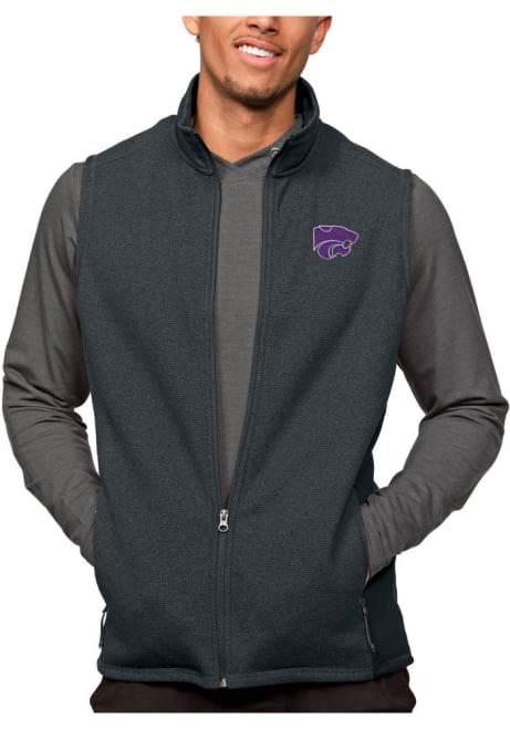 Mens K-State Wildcats Charcoal Antigua Course Vest