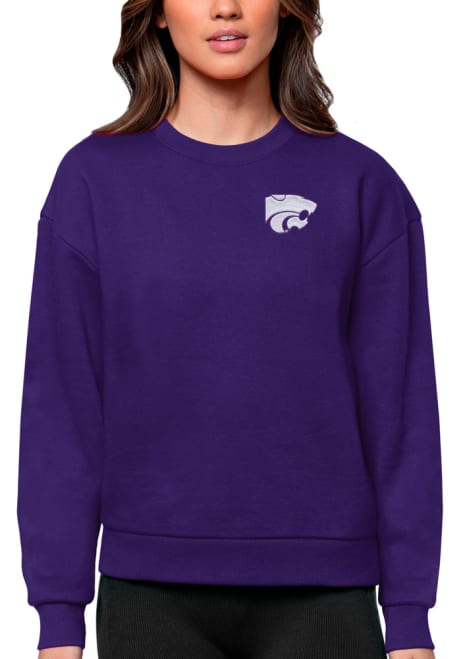 Womens K-State Wildcats Purple Antigua Victory Crew Sweatshirt