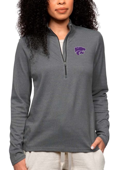 Womens K-State Wildcats Charcoal Antigua Epic 1/4 Zip Pullover