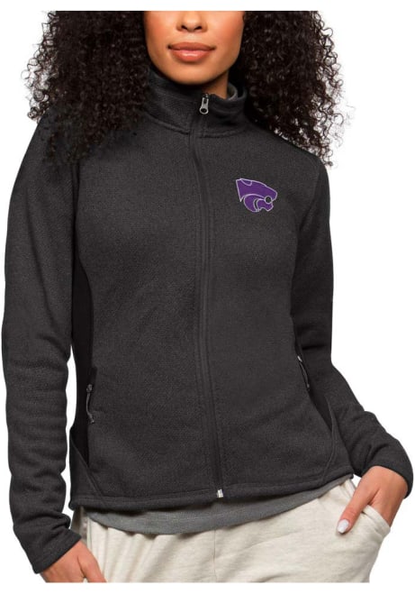 Womens K-State Wildcats Black Antigua Course Long Sleeve Full Zip Jacket