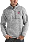 Main image for Antigua USMNT Mens Grey Fortune Long Sleeve 1/4 Zip Pullover