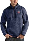 Main image for Antigua USMNT Mens Navy Blue Fortune Long Sleeve 1/4 Zip Pullover