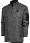Main image for Antigua Carolina Panthers Mens Black Metallic Logo Fortune Long Sleeve 1/4 Zip Pullover