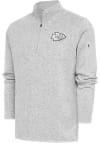 Main image for Antigua Kansas City Chiefs Mens Grey Metallic Logo Fortune Long Sleeve 1/4 Zip Pullover