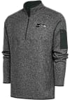 Main image for Antigua Seattle Seahawks Mens Grey Metallic Logo Fortune Long Sleeve 1/4 Zip Pullover