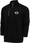 Main image for Antigua Green Bay Packers Mens Black Metallic Logo Generation Long Sleeve 1/4 Zip Pullover