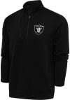 Main image for Antigua Las Vegas Raiders Mens Black Metallic Logo Generation Long Sleeve 1/4 Zip Pullover