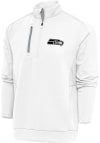 Main image for Antigua Seattle Seahawks Mens White Metallic Logo Generation Long Sleeve 1/4 Zip Pullover