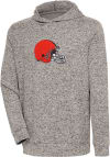 Main image for Antigua Cleveland Browns Mens Oatmeal Chenille Logo Absolute Long Sleeve Hoodie