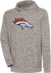 Main image for Antigua Denver Broncos Mens Oatmeal Chenille Logo Absolute Long Sleeve Hoodie