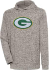 Main image for Antigua Green Bay Packers Mens Oatmeal Chenille Logo Absolute Long Sleeve Hoodie