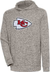 Main image for Antigua Kansas City Chiefs Mens Oatmeal Chenille Logo Absolute Long Sleeve Hoodie
