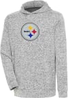 Main image for Antigua Pittsburgh Steelers Mens Grey Chenille Logo Absolute Long Sleeve Hoodie