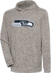 Main image for Antigua Seattle Seahawks Mens Oatmeal Chenille Logo Absolute Long Sleeve Hoodie