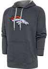 Main image for Antigua Denver Broncos Mens Charcoal Chenille Logo Victory Long Sleeve Hoodie