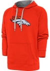 Main image for Antigua Denver Broncos Mens Orange Chenille Logo Victory Long Sleeve Hoodie